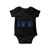 Specially Designed Name Printed Romper for Babies - BLACK - 0 - 3 Months Old (Chest 16")