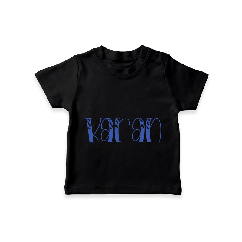 Specially Designed Name Printed T-Shirt for Babies - BLACK - 0-5 Months Old (Chest 17")