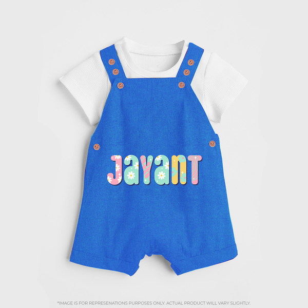 Unique as Me Dungaree Set | Name Printed Baby Dungaree Set - COBALT BLUE - 0 - 5 Months Old (Chest 18")