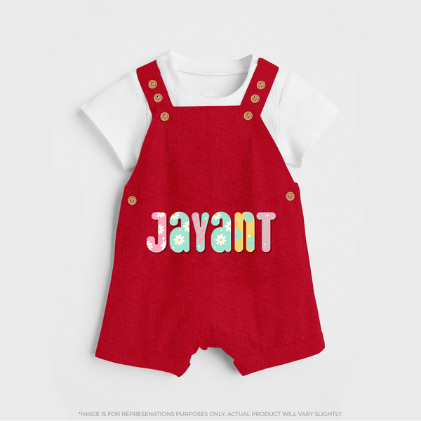 Unique as Me Dungaree Set | Name Printed Baby Dungaree Set - RED - 0 - 5 Months Old (Chest 18")