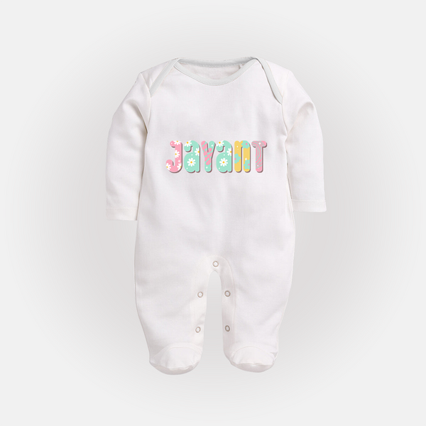 Unique as Me Sleep Suit / Full Sleeve Bodysuit | Name Printed Baby Sleep Suit / Full Sleeve Bodysuit - WHITE - New Born (Chest 7.5")