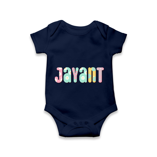 Unique as Me Romper / Onesie | Name Printed Baby Romper / Onesie - NAVY BLUE - New Born (Chest 14")