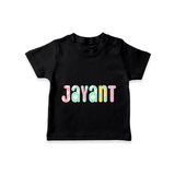 Name-Printed T-Shirt for Cherished Baby Memories - BLACK - 0-5 Months Old (Chest 17")