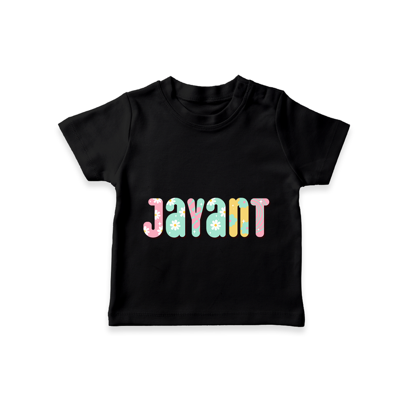 Name-Printed T-Shirt for Cherished Baby Memories - BLACK - 0-5 Months Old (Chest 17")