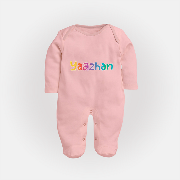 My First Name Sleep Suit / Full Sleeve Bodysuit | Celebrate Baby's Name with Style - BABY PINK - New Born (Chest 7.5")