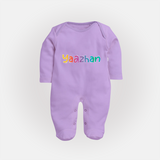 My First Name Sleep Suit / Full Sleeve Bodysuit | Celebrate Baby's Name with Style - LILAC - New Born (Chest 7.5")