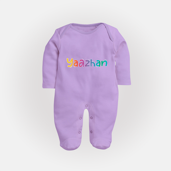 My First Name Sleep Suit / Full Sleeve Bodysuit | Celebrate Baby's Name with Style - LILAC - New Born (Chest 7.5")