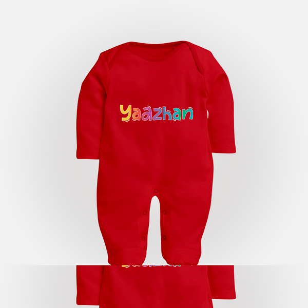 My First Name Sleep Suit / Full Sleeve Bodysuit | Celebrate Baby's Name with Style - RED - New Born (Chest 7.5")