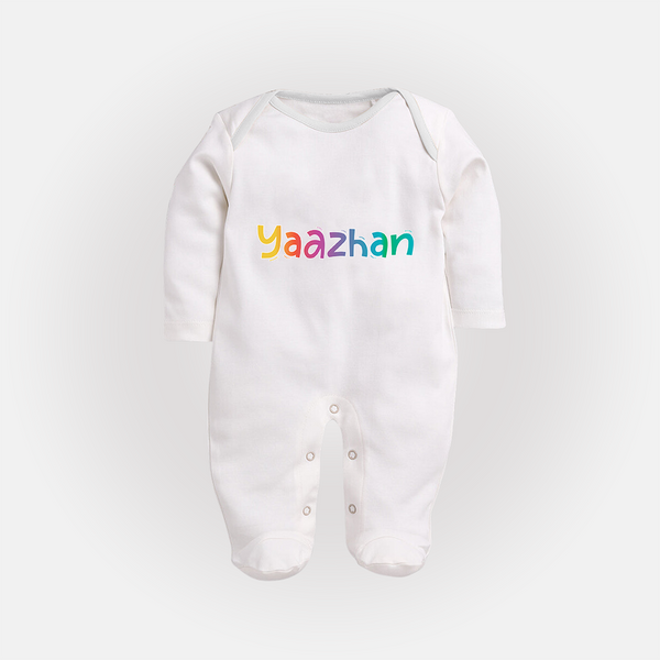 My First Name Sleep Suit / Full Sleeve Bodysuit | Celebrate Baby's Name with Style - WHITE - New Born (Chest 7.5")