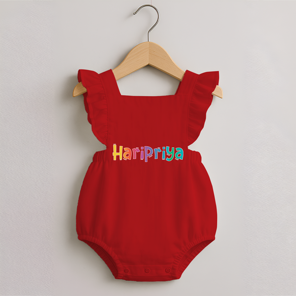 My First Name Romper Frock | Celebrate Baby's Name with Style - RED - 0 - 3 Months Old (Chest 19")