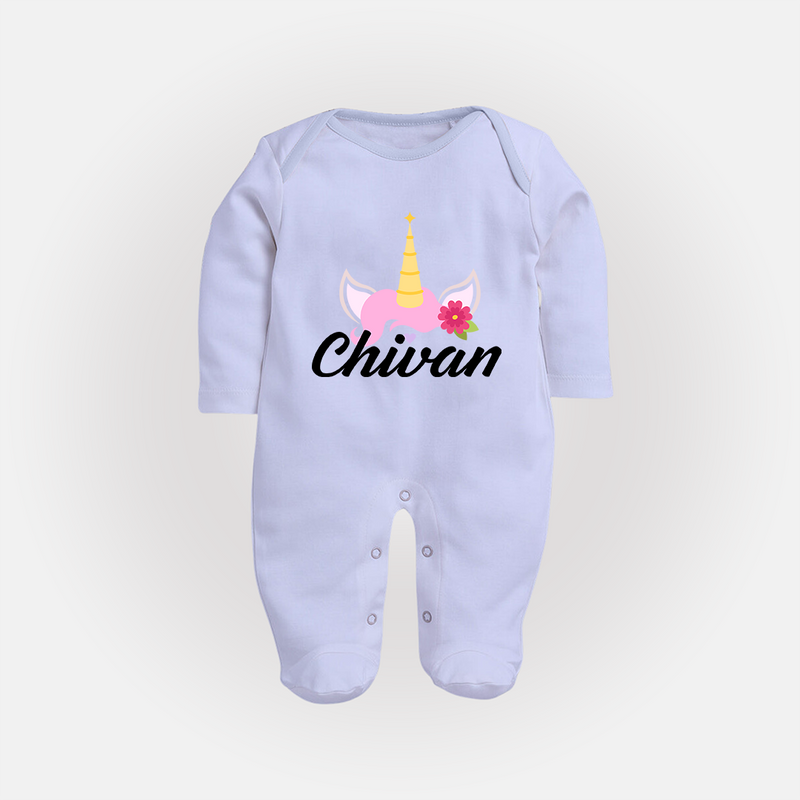 One and Only Sleep Suit / Full Sleeve Bodysuit | Featuring Your Baby's Beautiful Name - BABY BLUE - New Born (Chest 7.5")