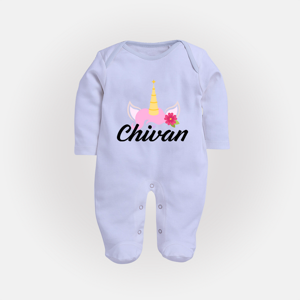 One and Only Sleep Suit / Full Sleeve Bodysuit | Featuring Your Baby's Beautiful Name - BABY BLUE - New Born (Chest 7.5")