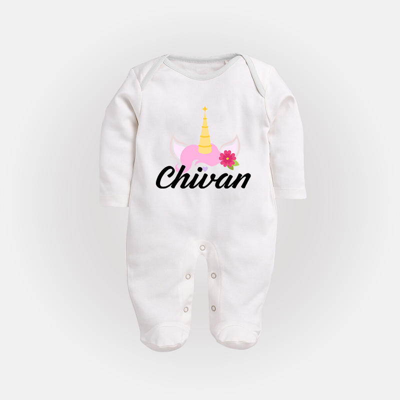 One and Only Sleep Suit / Full Sleeve Bodysuit | Featuring Your Baby's Beautiful Name - WHITE - New Born (Chest 7.5")