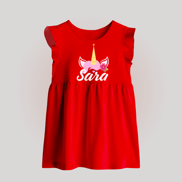 One and Only Baby Frock | Featuring Your Baby's Beautiful Name - RED - 0 - 3 Months Old (Chest 17")