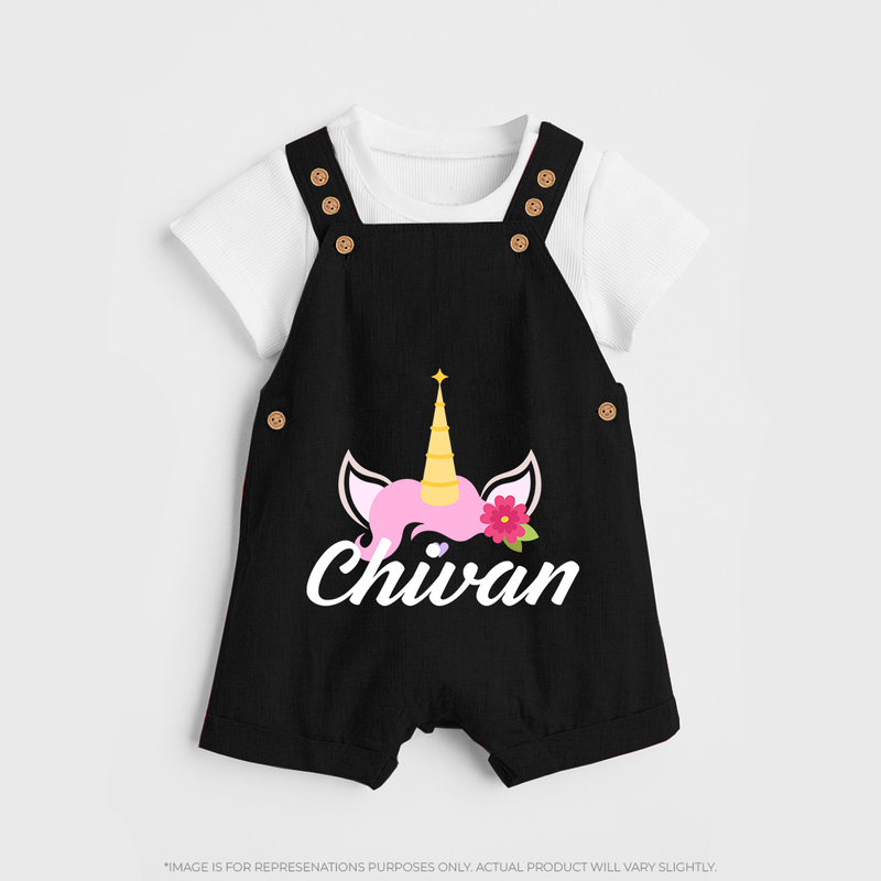 One and Only Dungaree Set | Featuring Your Baby's Beautiful Name - BLACK - 0 - 5 Months Old (Chest 18")