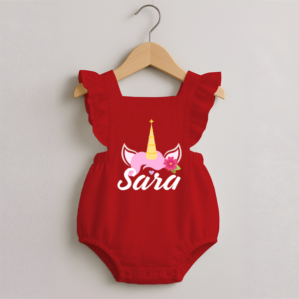 One and Only Romper Frock | Featuring Your Baby's Beautiful Name - RED - 0 - 3 Months Old (Chest 19")