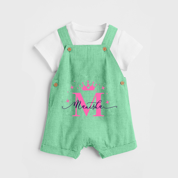 Just for Me | Custom Name Dungaree Set to Treasure - GREEN - 0 - 5 Months Old (Chest 18")