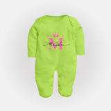 Just for Me | Custom Name Sleep Suit / Full Sleeve Bodysuit to Treasure - LIME GREEN - New Born (Chest 7.5")