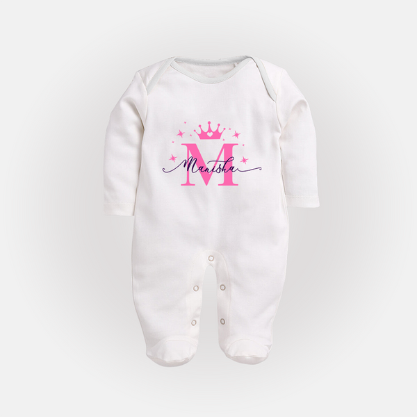 Just for Me | Custom Name Sleep Suit / Full Sleeve Bodysuit to Treasure - WHITE - New Born (Chest 7.5")