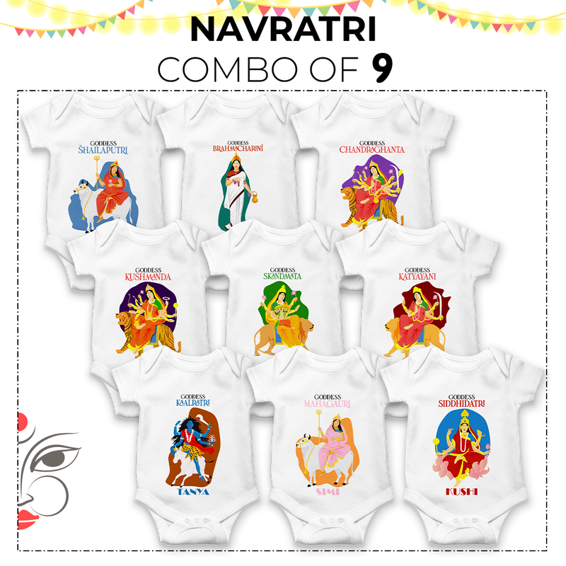 9 Piece Customised Navaratri Onesies - Combo Pack