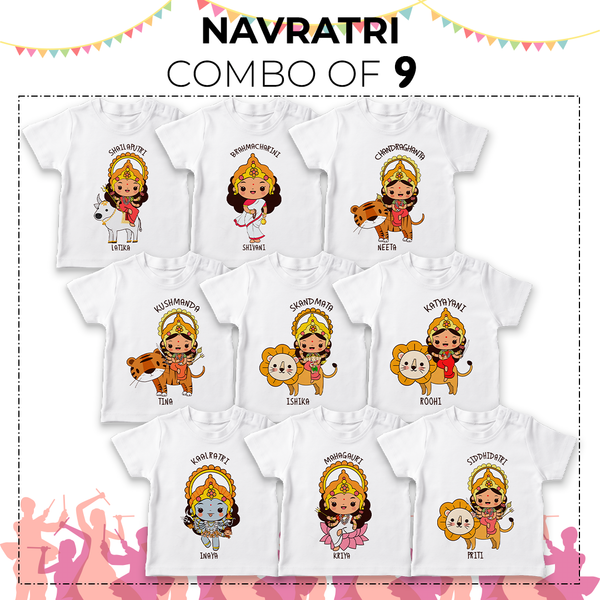 Customised 9-Piece Navaratri Baby T-Shirt - Combo Pack