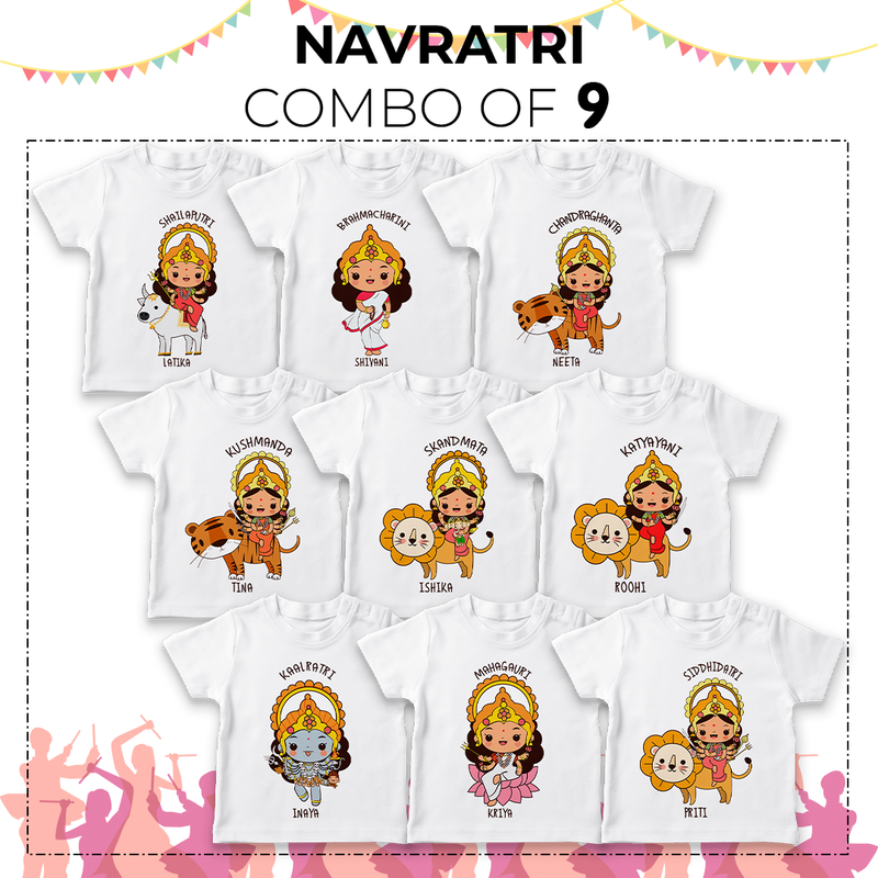 Customised 9-Piece Navaratri Baby T-Shirt - Combo Pack