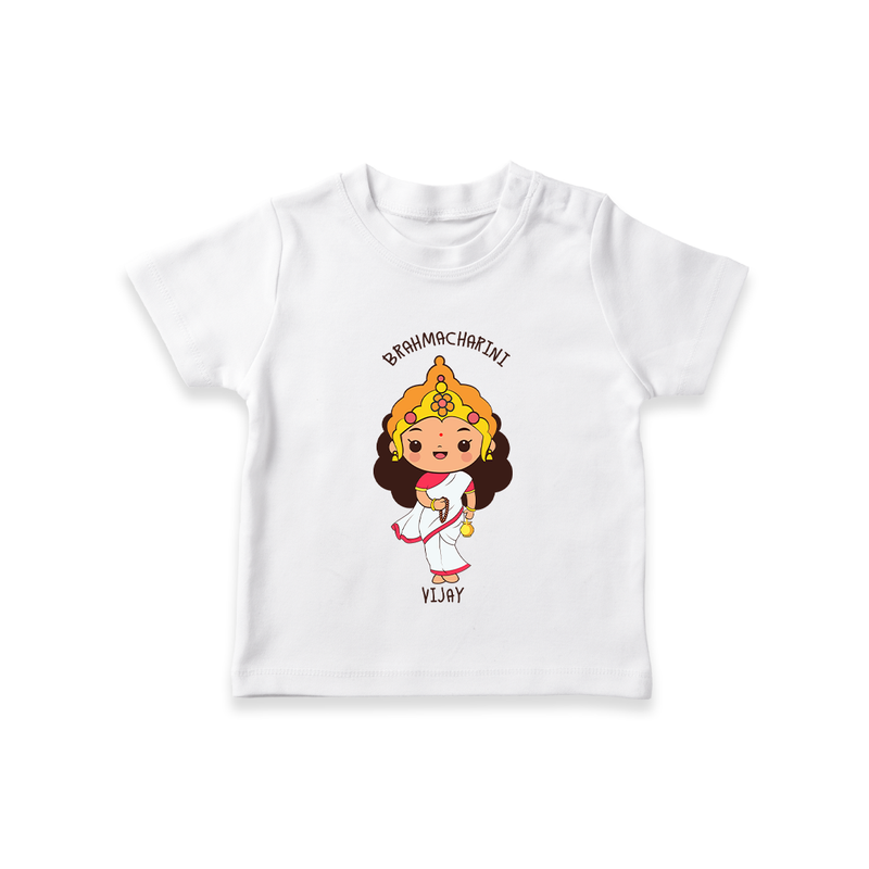 Celebrate This Navaratri With Goddess Brahmacharini - Customized T-Shirt For Kids - WHITE - 0-5 Months Old (Chest 17")