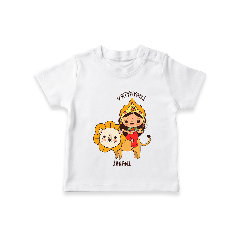 Celebrate This Navaratri With Goddess Katyayani - Customized T-Shirt For Kids - WHITE - 0-5 Months Old (Chest 17")