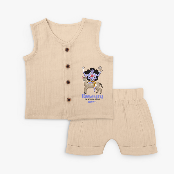 Kaalratri The Seventh Avatar - Customized Jabla Set For Kids - CREAM - 0 - 3 Months Old (Chest 9.8")