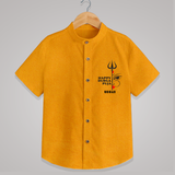 Happy Durga Puja - Customized Shirt For Kids - CHROME YELLOW - 0 - 6 Months Old (Chest 23")