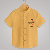 Happy Durga Puja - Customized Shirt For Kids - PASTEL YELLOW - 0 - 6 Months Old (Chest 23")