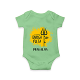 Happy Durga Puja Wishes - Customized Romper For Kids - GREEN - 0 - 3 Months Old (Chest 16")