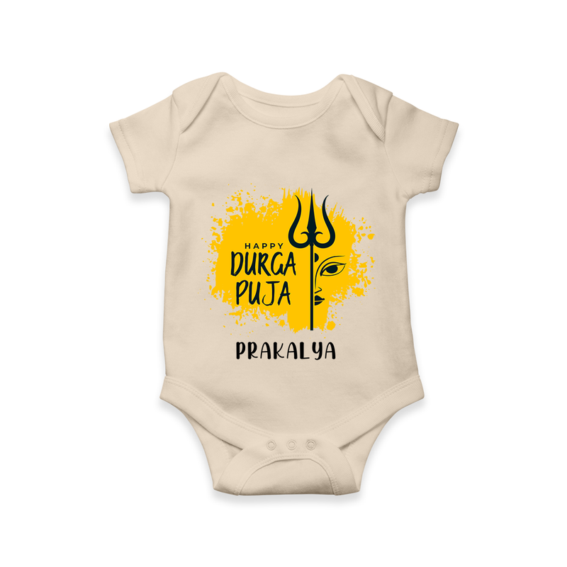 Happy Durga Puja Wishes - Customized Romper For Kids - IVORY - 0 - 3 Months Old (Chest 16")