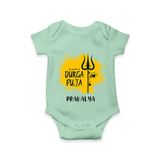 Happy Durga Puja Wishes - Customized Romper For Kids - MINT GREEN - 0 - 3 Months Old (Chest 16")