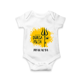 Happy Durga Puja Wishes - Customized Romper For Kids - WHITE - 0 - 3 Months Old (Chest 16")