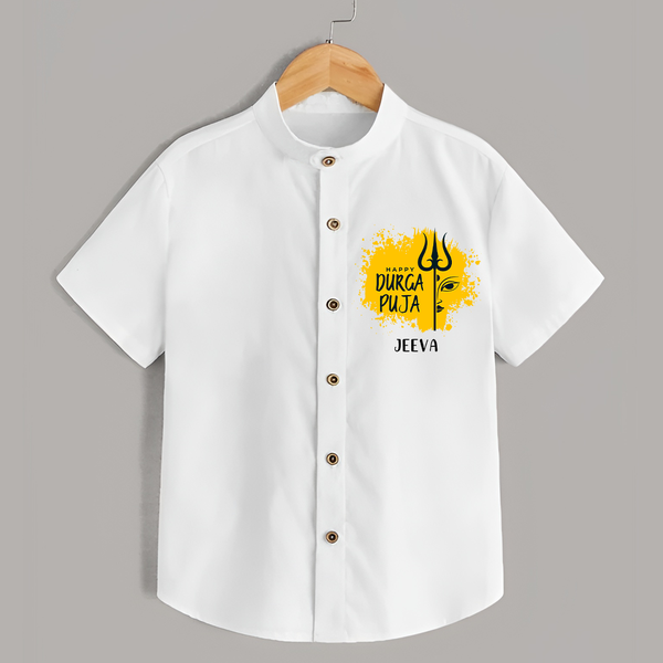 Happy Durga Puja Wishes - Customized Shirt For Kids - WHITE - 0 - 6 Months Old (Chest 23")