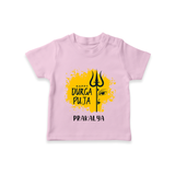 Happy Durga Puja Wishes - Customized T-Shirt For Kids - PINK - 0-5 Months Old (Chest 17")