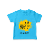 Happy Durga Puja Wishes - Customized T-Shirt For Kids - SKY BLUE - 0-5 Months Old (Chest 17")