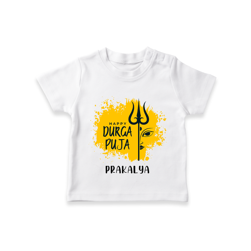 Happy Durga Puja Wishes - Customized T-Shirt For Kids - WHITE - 0-5 Months Old (Chest 17")