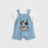 Lord Raam's Devotee - Customized Dungaree Set For Kids - SKY BLUE - 0 - 5 Months Old (Chest 18")