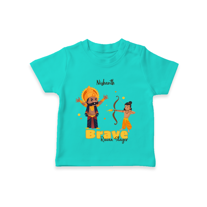 Brave Ravan Slayer - Customized T-Shirt For Kids - TEAL - 0-5 Months Old (Chest 17")