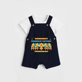 Dussehra's Symbolic Victory - Customized Dungaree Set For Kids - NAVY BLUE - 0 - 5 Months Old (Chest 18")