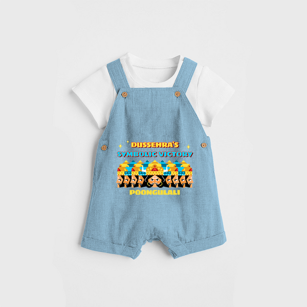 Dussehra's Symbolic Victory - Customized Dungaree Set For Kids - SKY BLUE - 0 - 5 Months Old (Chest 18")