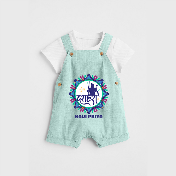 Celebrating Dussehra - Customized Dungaree Set For Kids - ARCTIC BLUE - 0 - 5 Months Old (Chest 18")