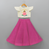 Maa Siddhidatri - Customized Crop Top And Skirt For Kids - FUSCHIA - 6 - 9 Months Old (Chest 20" , Frock Waist 20")