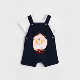 Nothing To Fear When Maa Is Here - Customized Dungaree Set For kids - NAVY BLUE - 0 - 5 Months Old (Chest 18")