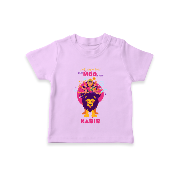 Nothing To Fear When My Maa Is Here - Customized T-Shirt For kids - LILAC - 0-5 Months Old (Chest 17")