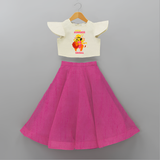 Little Goddess - Customized Crop Top And Skirt For kids - FUSCHIA - 6 - 9 Months Old (Chest 20" , Frock Waist 20")