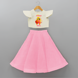 Little Goddess - Customized Crop Top And Skirt For kids - PINK - 6 - 9 Months Old (Chest 20" , Frock Waist 20")