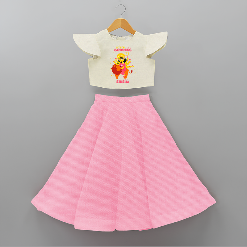 Little Goddess - Customized Crop Top And Skirt For kids - PINK - 6 - 9 Months Old (Chest 20" , Frock Waist 20")